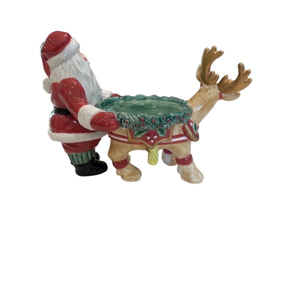 Fitz And Floyd Deer Santa Reindeer Pillar Candle Holder Christmas Holiday Decor - Picture 5 of 9